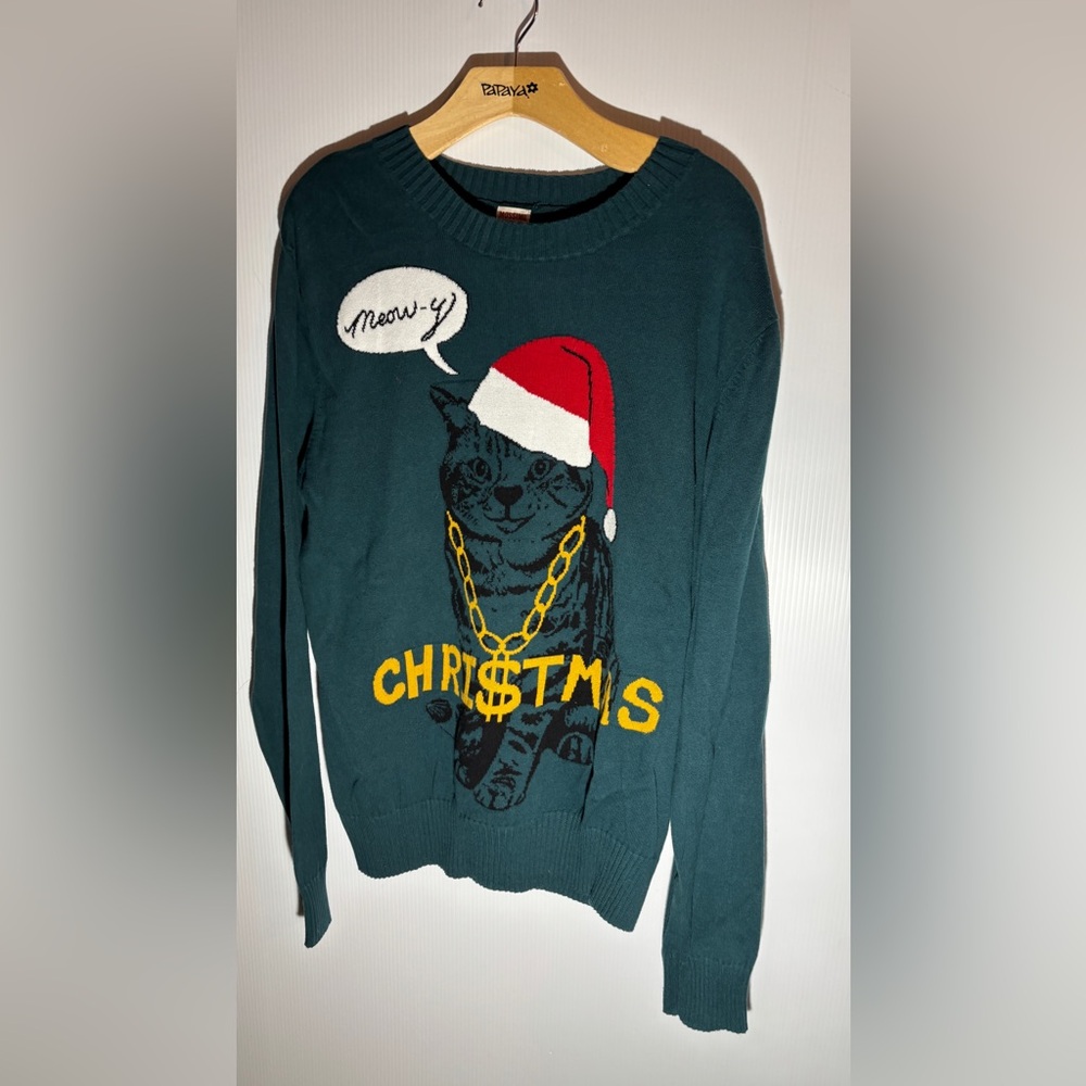 Christmas Cat Sweater - Green